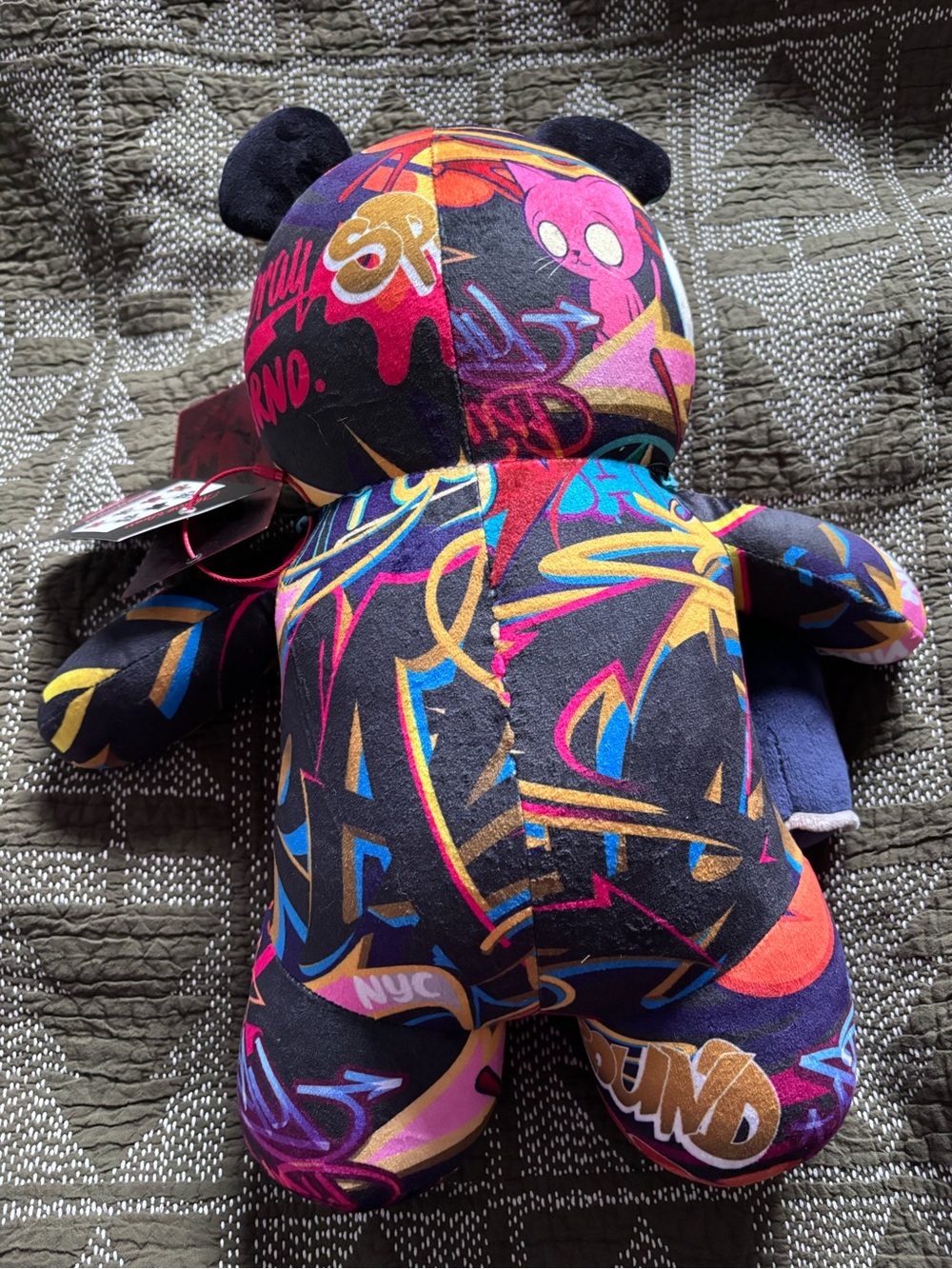 Sprayground Black Multicolor Graffiti Bear Plush Bag - Picture 2 of 4